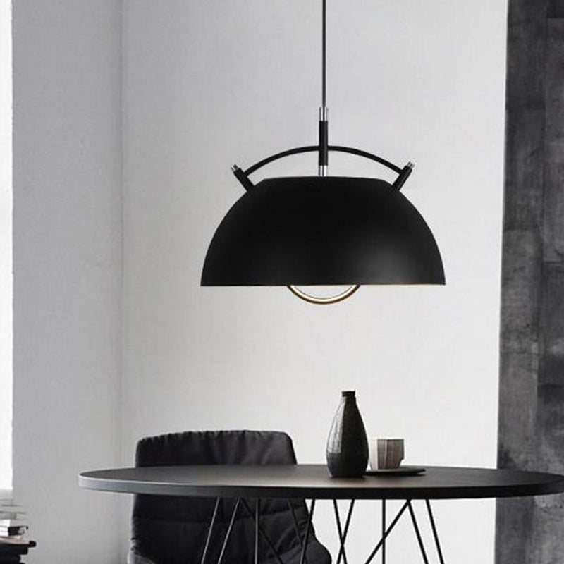 1 Head Dining Room Pendant Lighting Modernist Black Hanging Light Fixture with Domed Metal Shade Clearhalo 'Ceiling Lights' 'Modern Pendants' 'Modern' 'Pendant Lights' 'Pendants' Lighting' 313830