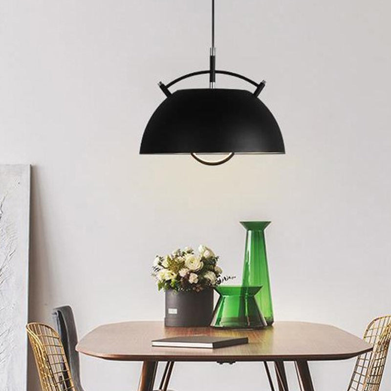 1 Head Dining Room Pendant Lighting Modernist Black Hanging Light Fixture with Domed Metal Shade Clearhalo 'Ceiling Lights' 'Modern Pendants' 'Modern' 'Pendant Lights' 'Pendants' Lighting' 313831