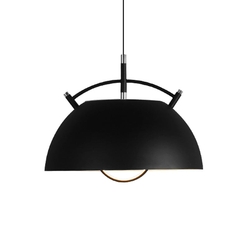 1 Head Dining Room Pendant Lighting Modernist Black Hanging Light Fixture with Domed Metal Shade Clearhalo 'Ceiling Lights' 'Modern Pendants' 'Modern' 'Pendant Lights' 'Pendants' Lighting' 313832