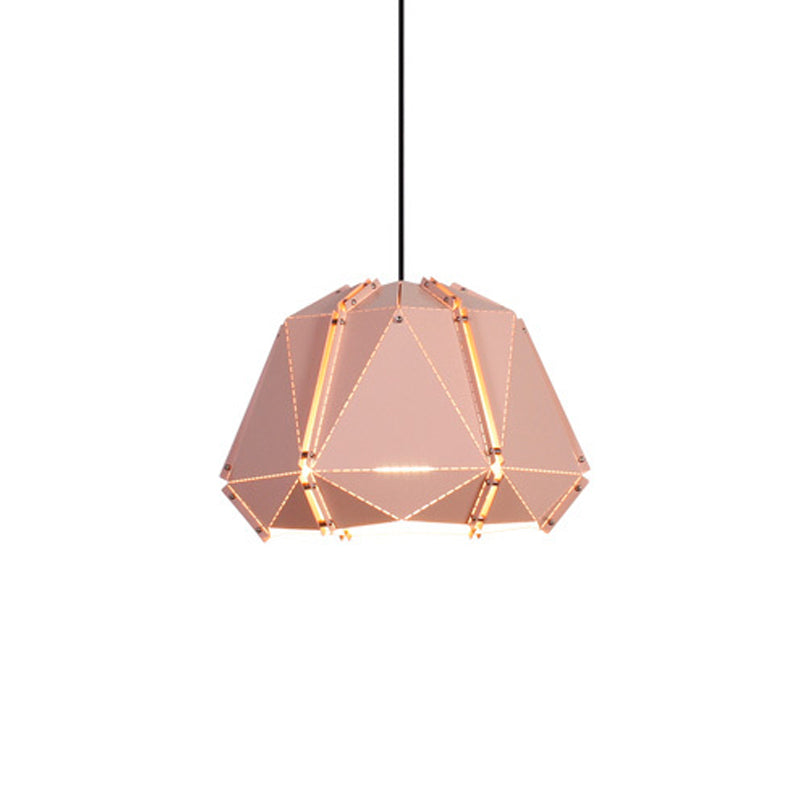 Geometric Metal Hanging Light Modernism 1 Head White/Pink Suspended Lighting Fixture for Bedroom Clearhalo 'Ceiling Lights' 'Modern Pendants' 'Modern' 'Pendant Lights' 'Pendants' Lighting' 313863