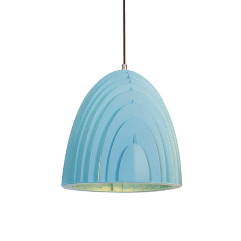 Macaron 1 Head Down Lighting White/Blue Trumpet Pendant Light Fixture with Metal Shade Clearhalo 'Ceiling Lights' 'Modern Pendants' 'Modern' 'Pendant Lights' 'Pendants' Lighting' 313869