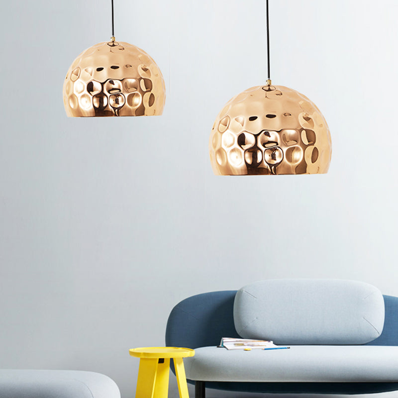 1 Head Living Room Pendant Lamp Modernist Gold Hanging Light Fixture with Dome Metal Shade Gold Clearhalo 'Ceiling Lights' 'Modern Pendants' 'Modern' 'Pendant Lights' 'Pendants' Lighting' 313870