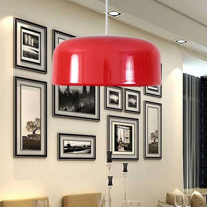 Round Ceiling Lighting Contemporary Metal 1 Bulb Red Hanging Light Fixture, 14"/19"/23.5" Wide Red Clearhalo 'Ceiling Lights' 'Modern Pendants' 'Modern' 'Pendant Lights' 'Pendants' Lighting' 313885