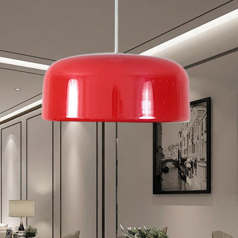 Round Ceiling Lighting Contemporary Metal 1 Bulb Red Hanging Light Fixture, 14"/19"/23.5" Wide Clearhalo 'Ceiling Lights' 'Modern Pendants' 'Modern' 'Pendant Lights' 'Pendants' Lighting' 313886