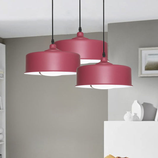 Modernist 1 Bulb Hanging Lighting Purple Drum Ceiling Pendant Light with Metal Shade Purple Clearhalo 'Ceiling Lights' 'Modern Pendants' 'Modern' 'Pendant Lights' 'Pendants' Lighting' 313889