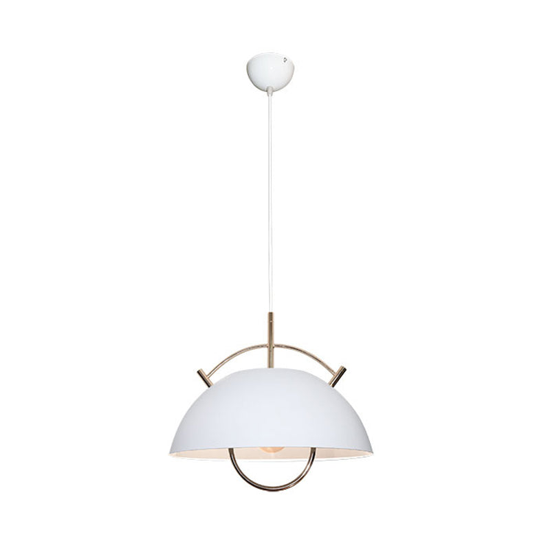 Metal Bowl Down Lighting Macaron 1 Head Blue/White/Khaki Hanging Ceiling Light with Handle Clearhalo 'Ceiling Lights' 'Modern Pendants' 'Modern' 'Pendant Lights' 'Pendants' Lighting' 313898