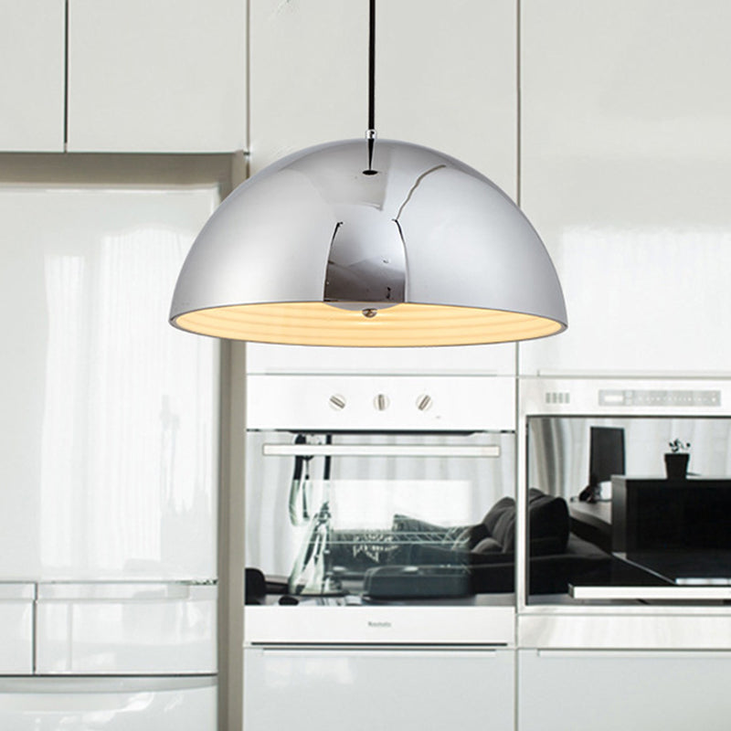 Bowl Pendant Lighting Modernism Metal 12"/16" Wide 1 Bulb Chrome Ceiling Hanging Light Chrome Clearhalo 'Ceiling Lights' 'Modern Pendants' 'Modern' 'Pendant Lights' 'Pendants' Lighting' 313910