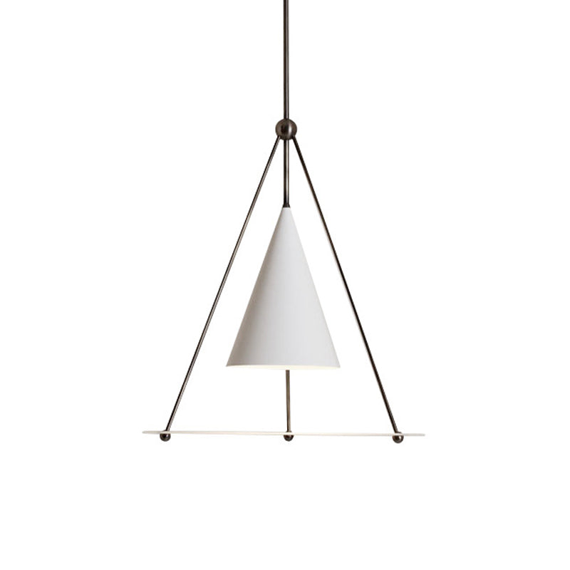 1 Head Kitchen Down Lighting Modern White Hanging Light Fixture with Tapered Metal Shade Clearhalo 'Ceiling Lights' 'Modern Pendants' 'Modern' 'Pendant Lights' 'Pendants' Lighting' 313919