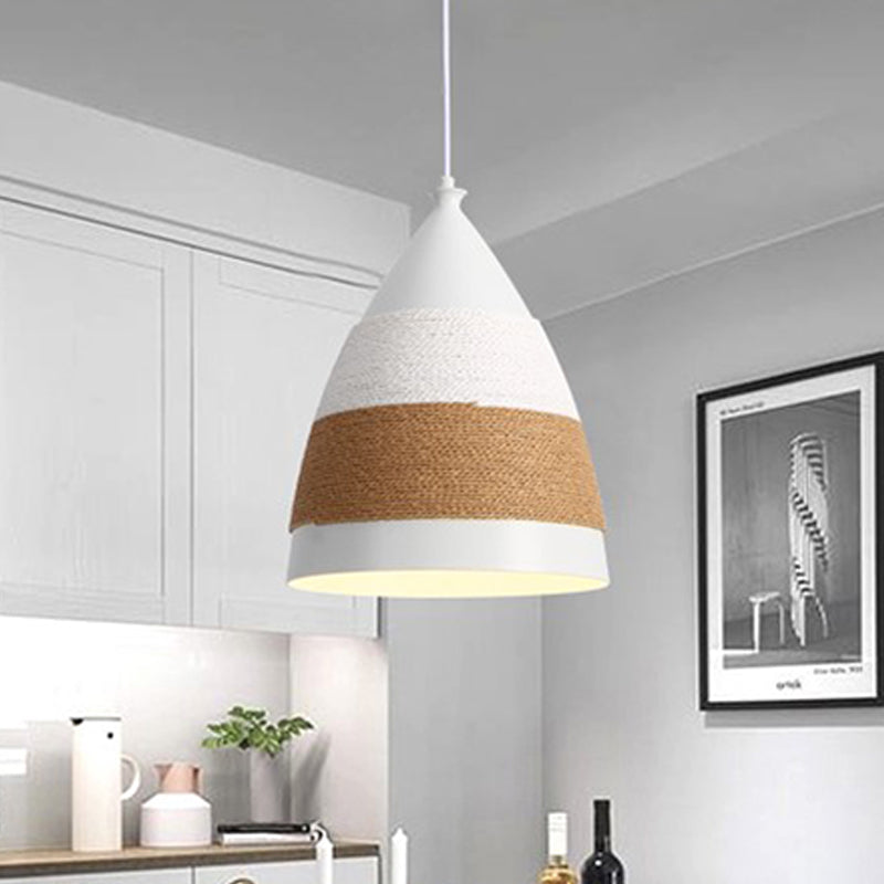 Domed Pendant Lamp Contemporary Metal 1 Head 9"/14" Wide White Ceiling Hanging Light White 9" Clearhalo 'Ceiling Lights' 'Modern Pendants' 'Modern' 'Pendant Lights' 'Pendants' Lighting' 313920