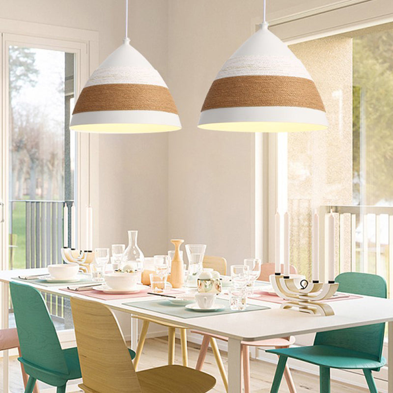 Domed Pendant Lamp Contemporary Metal 1 Head 9"/14" Wide White Ceiling Hanging Light Clearhalo 'Ceiling Lights' 'Modern Pendants' 'Modern' 'Pendant Lights' 'Pendants' Lighting' 313922