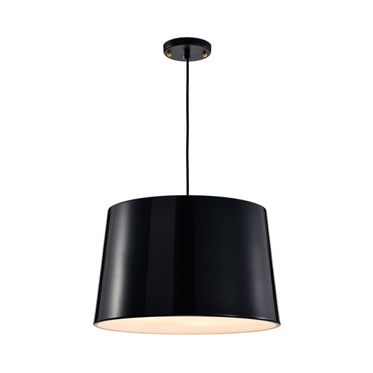 Contemporary 1 Bulb Hanging Lighting Black/White Drum Ceiling Pendant Light with Metal Shade Clearhalo 'Ceiling Lights' 'Modern Pendants' 'Modern' 'Pendant Lights' 'Pendants' Lighting' 313933