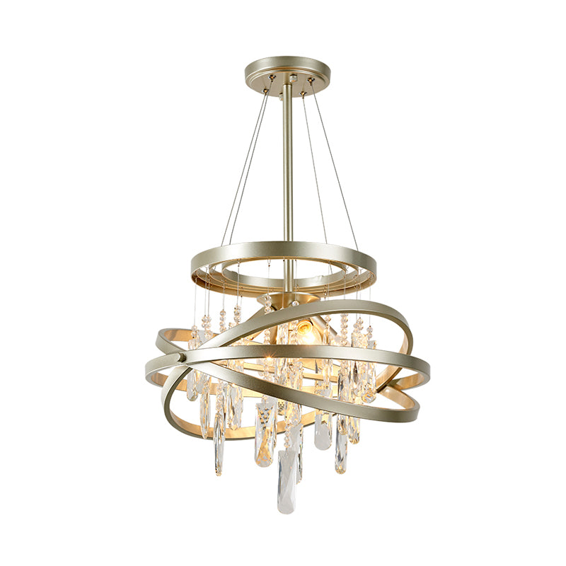 Champagne Orbit Chandelier Light Fixture Modernism 4 Heads Crystal Drop Ceiling Lamp Clearhalo 'Ceiling Lights' 'Chandeliers' Lighting' options 313946