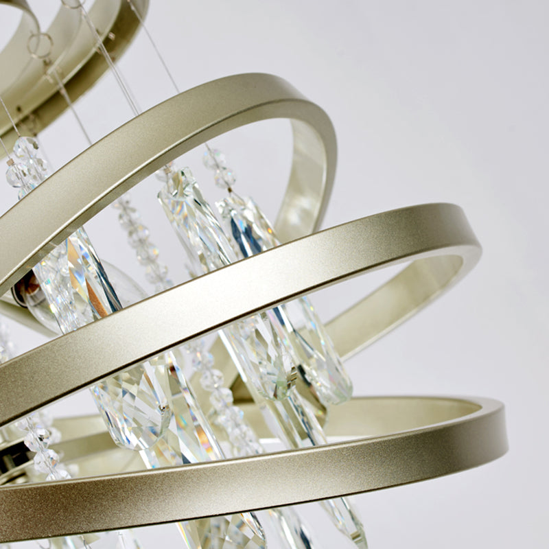 Champagne Orbit Chandelier Light Fixture Modernism 4 Heads Crystal Drop Ceiling Lamp Clearhalo 'Ceiling Lights' 'Chandeliers' Lighting' options 313948