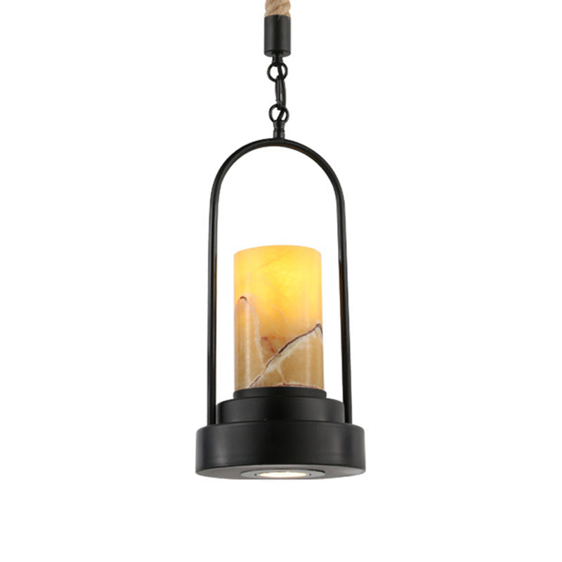 Cylinder Restaurant Suspension Lighting Farmhouse Stylish Marble 1 Light Bronze/Black Finish Ceiling Light Fixture Clearhalo 'Ceiling Lights' 'Pendant Lights' 'Pendants' Lighting' 313952