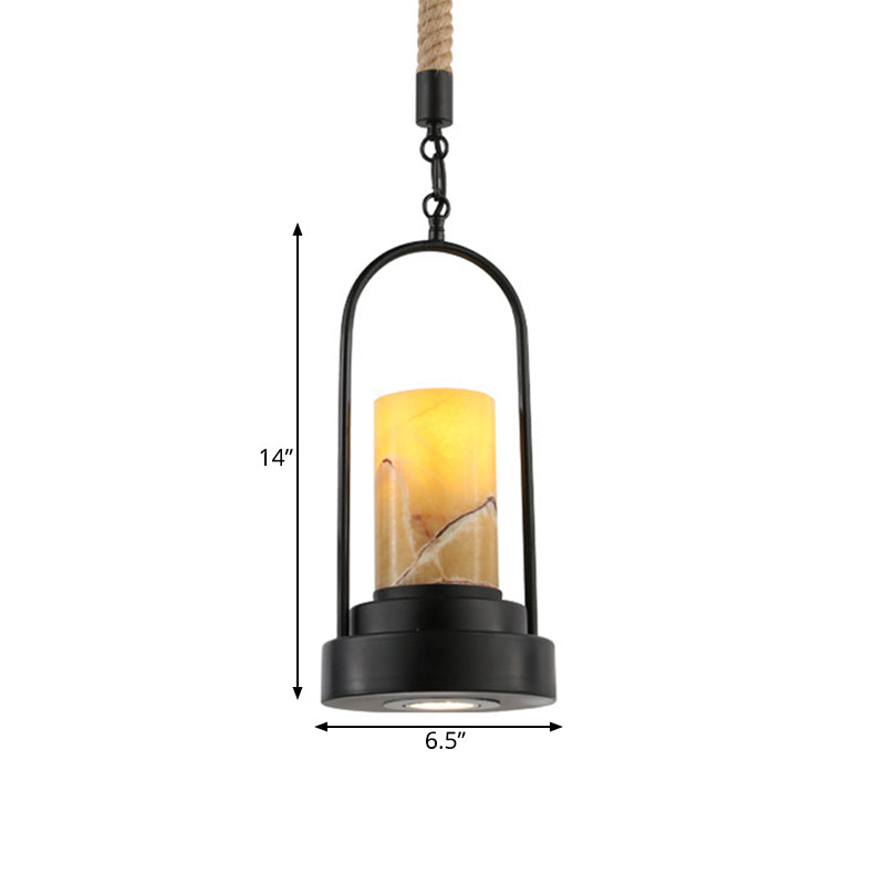 Cylinder Restaurant Suspension Lighting Farmhouse Stylish Marble 1 Light Bronze/Black Finish Ceiling Light Fixture Clearhalo 'Ceiling Lights' 'Pendant Lights' 'Pendants' Lighting' 313953