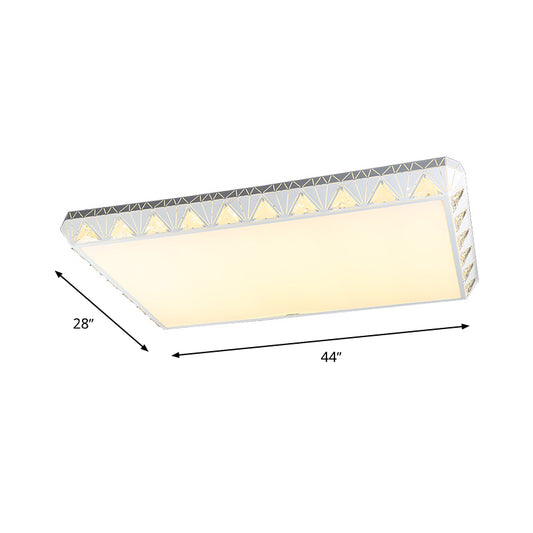 Modern Tapered Round/Square/Rectangle Flush Lamp Crystal White LED Ceiling Light with/without Remote Control Stepless Dimming Clearhalo 'Ceiling Lights' 'Close To Ceiling Lights' 'Close to ceiling' 'Flush mount' Lighting' 314002