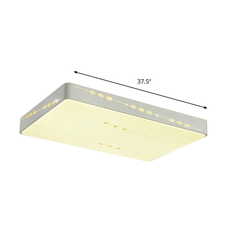 Simple Style LED Flush Mount Light White Rectangle/Square/Round Ceiling Lighting with Crystal Accent, 18.5"/19.5"/31" Wide Clearhalo 'Ceiling Lights' 'Close To Ceiling Lights' 'Close to ceiling' 'Flush mount' Lighting' 314160