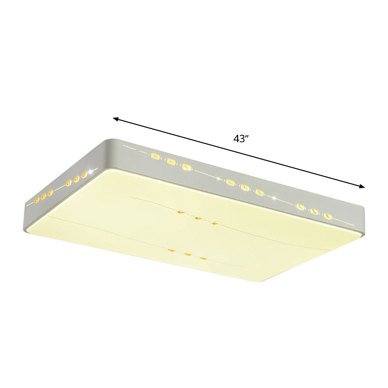 Simple Style LED Flush Mount Light White Rectangle/Square/Round Ceiling Lighting with Crystal Accent, 18.5"/19.5"/31" Wide Clearhalo 'Ceiling Lights' 'Close To Ceiling Lights' 'Close to ceiling' 'Flush mount' Lighting' 314161