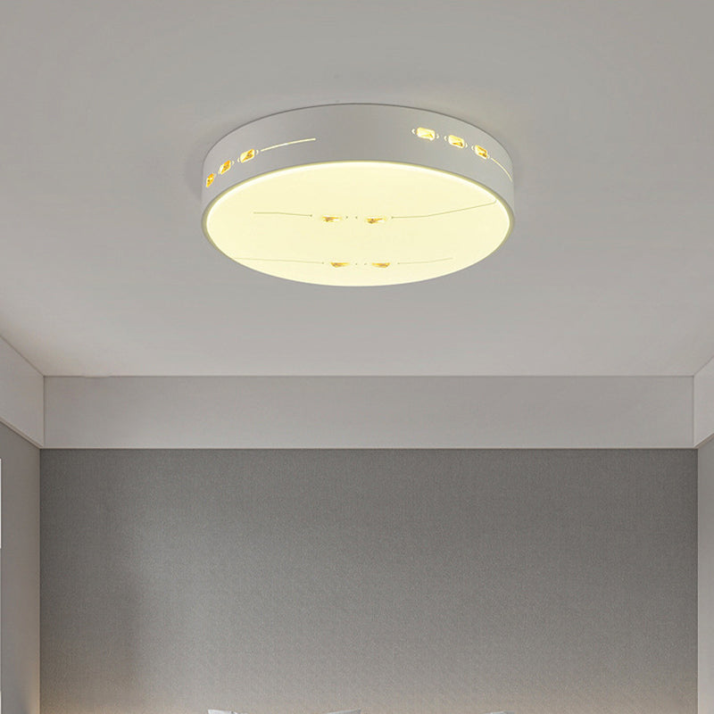 Simple Style LED Flush Mount Light White Rectangle/Square/Round Ceiling Lighting with Crystal Accent, 18.5"/19.5"/31" Wide Clearhalo 'Ceiling Lights' 'Close To Ceiling Lights' 'Close to ceiling' 'Flush mount' Lighting' 314172