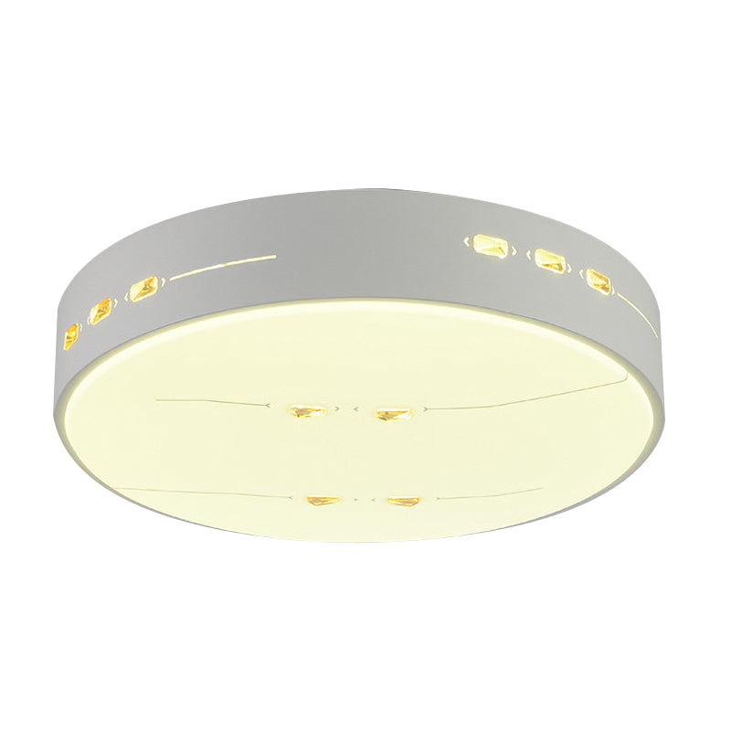 Simple Style LED Flush Mount Light White Rectangle/Square/Round Ceiling Lighting with Crystal Accent, 18.5"/19.5"/31" Wide Clearhalo 'Ceiling Lights' 'Close To Ceiling Lights' 'Close to ceiling' 'Flush mount' Lighting' 314174