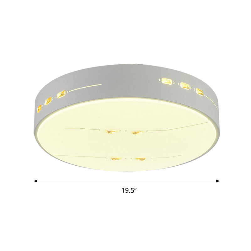 Simple Style LED Flush Mount Light White Rectangle/Square/Round Ceiling Lighting with Crystal Accent, 18.5"/19.5"/31" Wide Clearhalo 'Ceiling Lights' 'Close To Ceiling Lights' 'Close to ceiling' 'Flush mount' Lighting' 314175