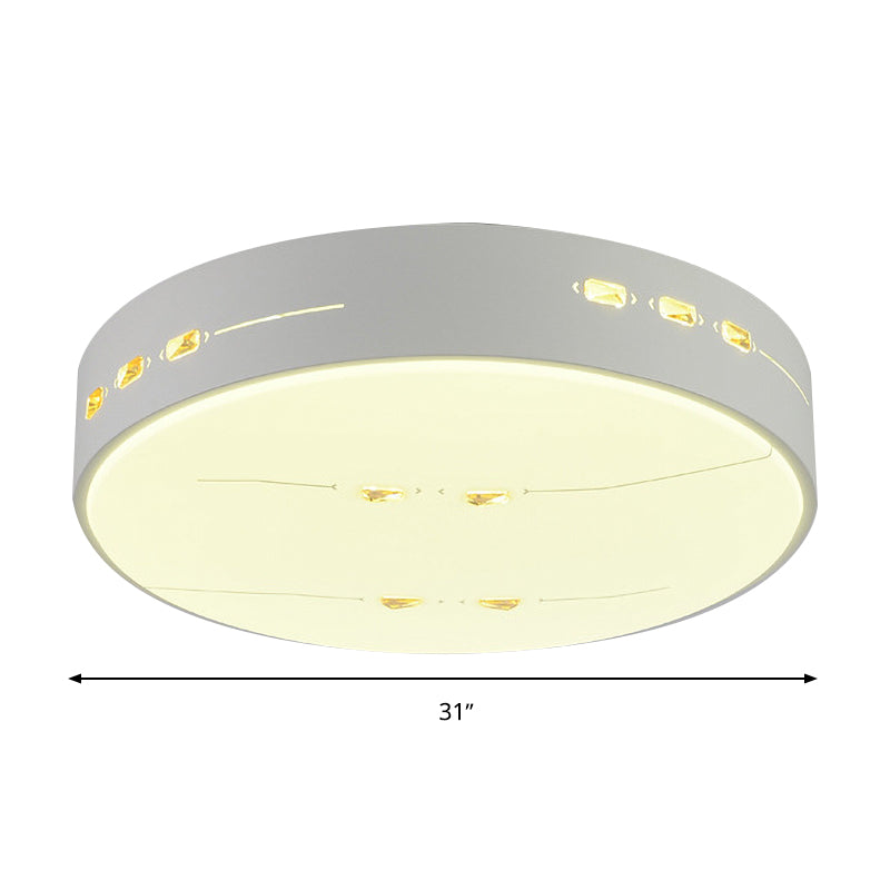 Simple Style LED Flush Mount Light White Rectangle/Square/Round Ceiling Lighting with Crystal Accent, 18.5"/19.5"/31" Wide Clearhalo 'Ceiling Lights' 'Close To Ceiling Lights' 'Close to ceiling' 'Flush mount' Lighting' 314176