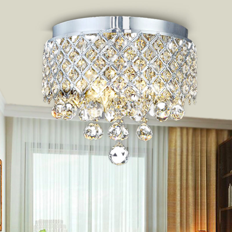 Cascade Flush Mount Lamp Contemporary Crystal Ball 3 Lights Chrome Ceiling Lighting Clearhalo 'Ceiling Lights' 'Close To Ceiling Lights' 'Close to ceiling' 'Flush mount' Lighting' 314178