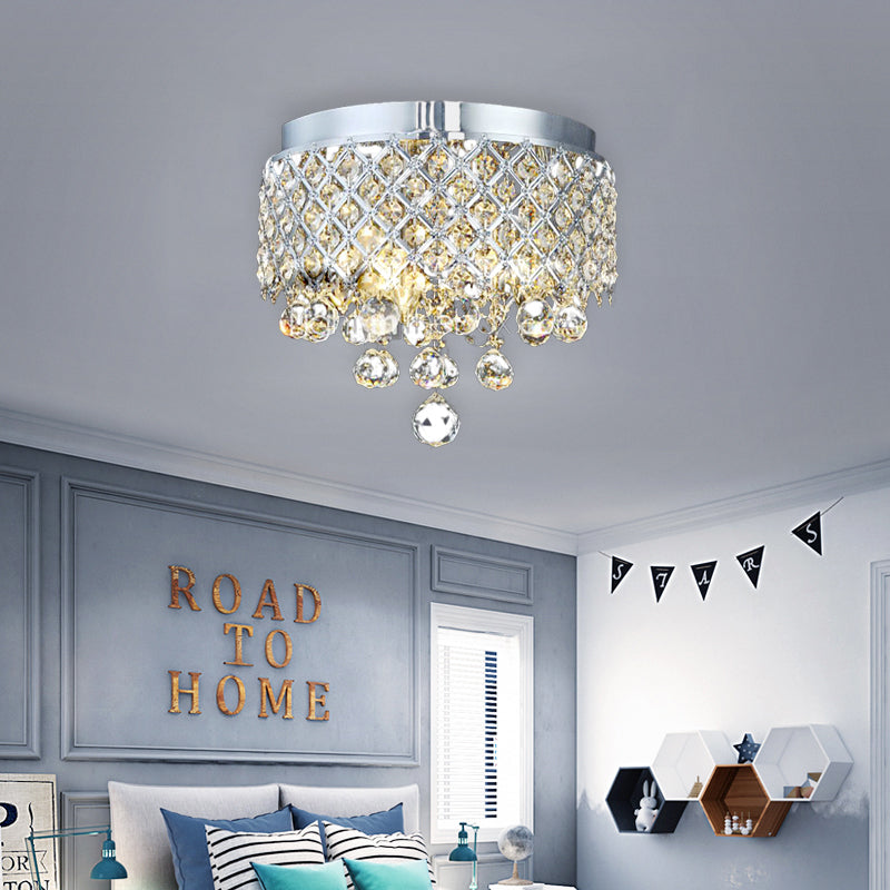 Cascade Flush Mount Lamp Contemporary Crystal Ball 3 Lights Chrome Ceiling Lighting Clearhalo 'Ceiling Lights' 'Close To Ceiling Lights' 'Close to ceiling' 'Flush mount' Lighting' 314179