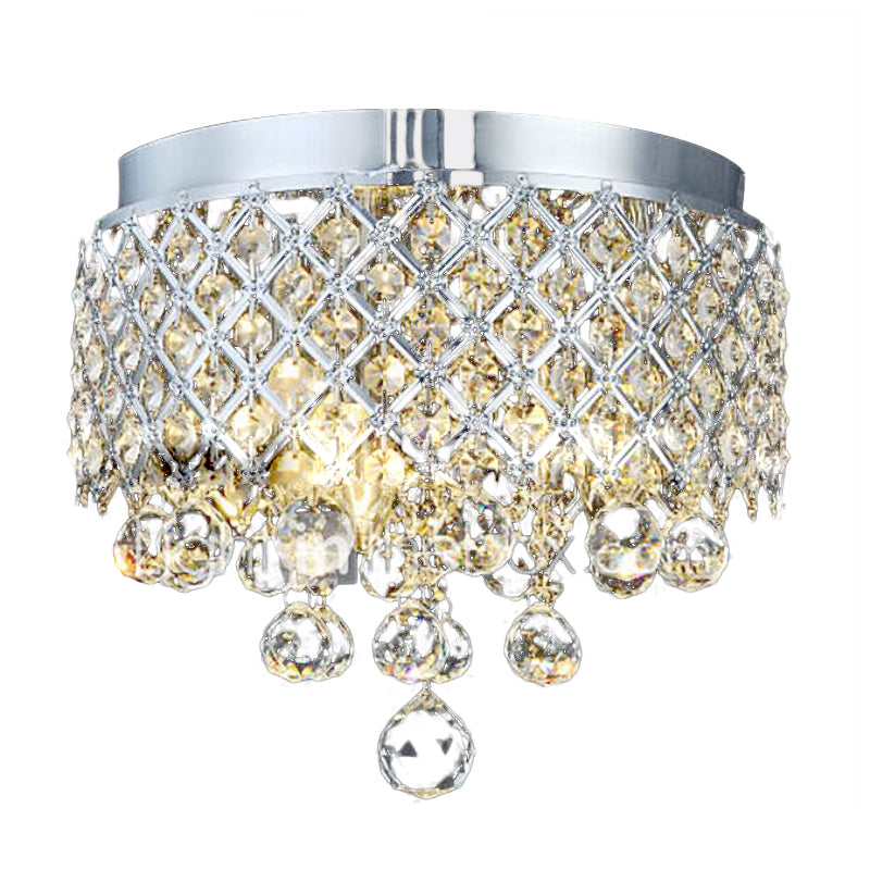 Cascade Flush Mount Lamp Contemporary Crystal Ball 3 Lights Chrome Ceiling Lighting Clearhalo 'Ceiling Lights' 'Close To Ceiling Lights' 'Close to ceiling' 'Flush mount' Lighting' 314180