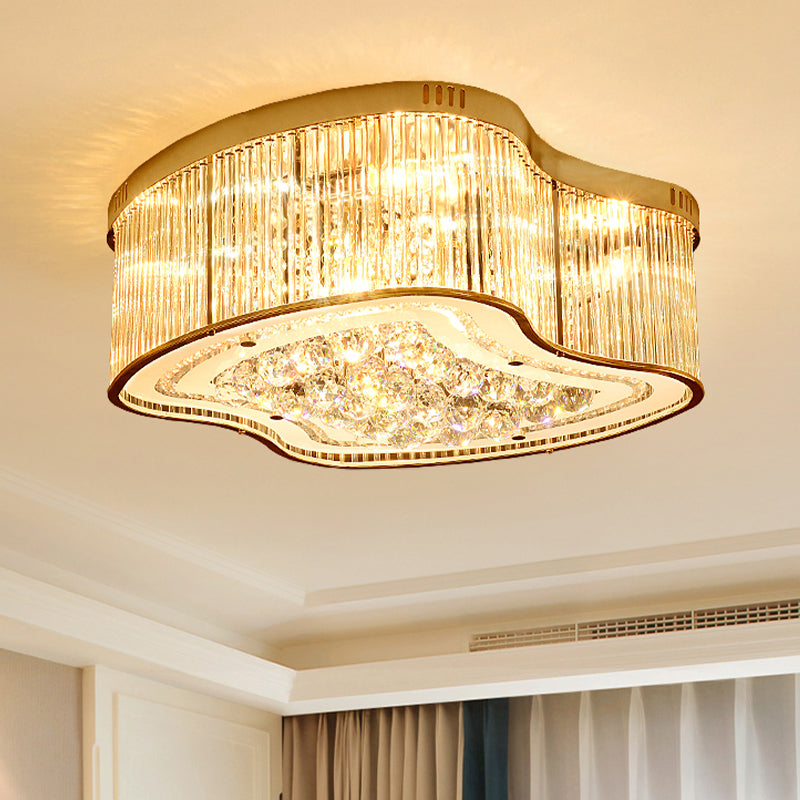 Geometric Crystal Rod Flush Mount Light Modernism 4 Heads Gold Ceiling Light Fixture Clearhalo 'Ceiling Lights' 'Close To Ceiling Lights' 'Close to ceiling' 'Flush mount' Lighting' 314183