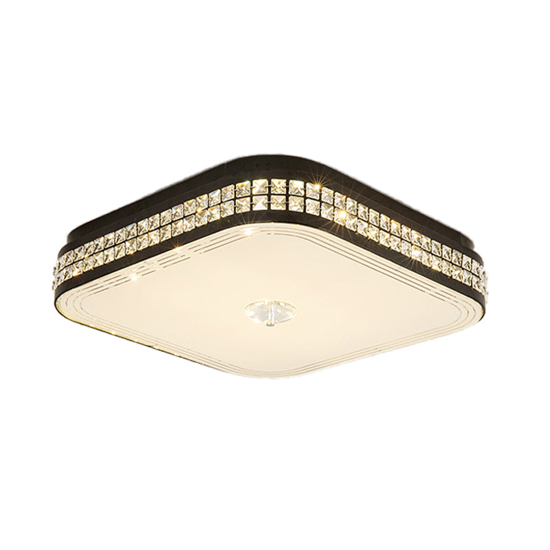 Black Square Flush Mount Fixture Simple Style K9 Crystal LED Ceiling Light for Bedroom Clearhalo 'Ceiling Lights' 'Close To Ceiling Lights' 'Close to ceiling' 'Flush mount' Lighting' 314231