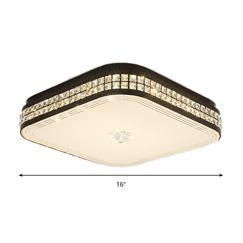 Black Square Flush Mount Fixture Simple Style K9 Crystal LED Ceiling Light for Bedroom Clearhalo 'Ceiling Lights' 'Close To Ceiling Lights' 'Close to ceiling' 'Flush mount' Lighting' 314232