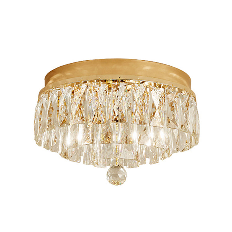 Three Tiers Flush Light Postmodern Crystal Block 2 Heads Gold Ceiling Mount Light Fixture Clearhalo 'Ceiling Lights' 'Close To Ceiling Lights' 'Close to ceiling' 'Flush mount' Lighting' 314280