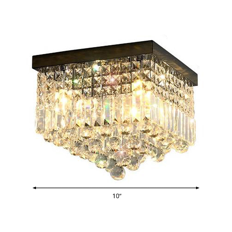 Rectangle Corridor Ceiling Mounted Light Faceted Crystal 2/4 Heads Contemporary Flush Light in Black/White Clearhalo 'Ceiling Lights' 'Close To Ceiling Lights' 'Close to ceiling' 'Flush mount' Lighting' 314354