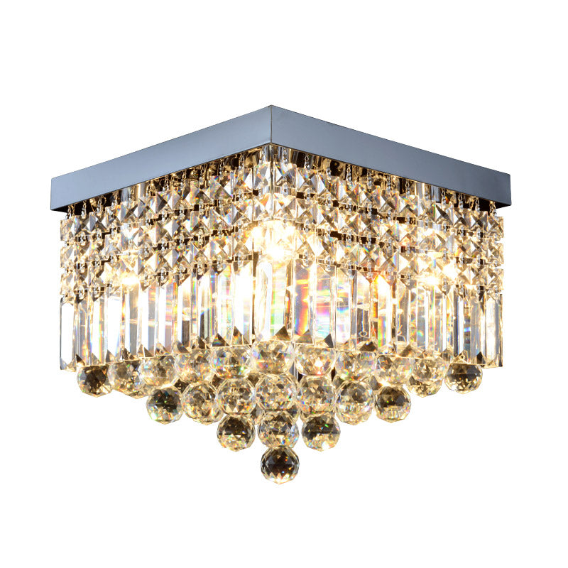 Rectangle Corridor Ceiling Mounted Light Faceted Crystal 2/4 Heads Contemporary Flush Light in Black/White Clearhalo 'Ceiling Lights' 'Close To Ceiling Lights' 'Close to ceiling' 'Flush mount' Lighting' 314361