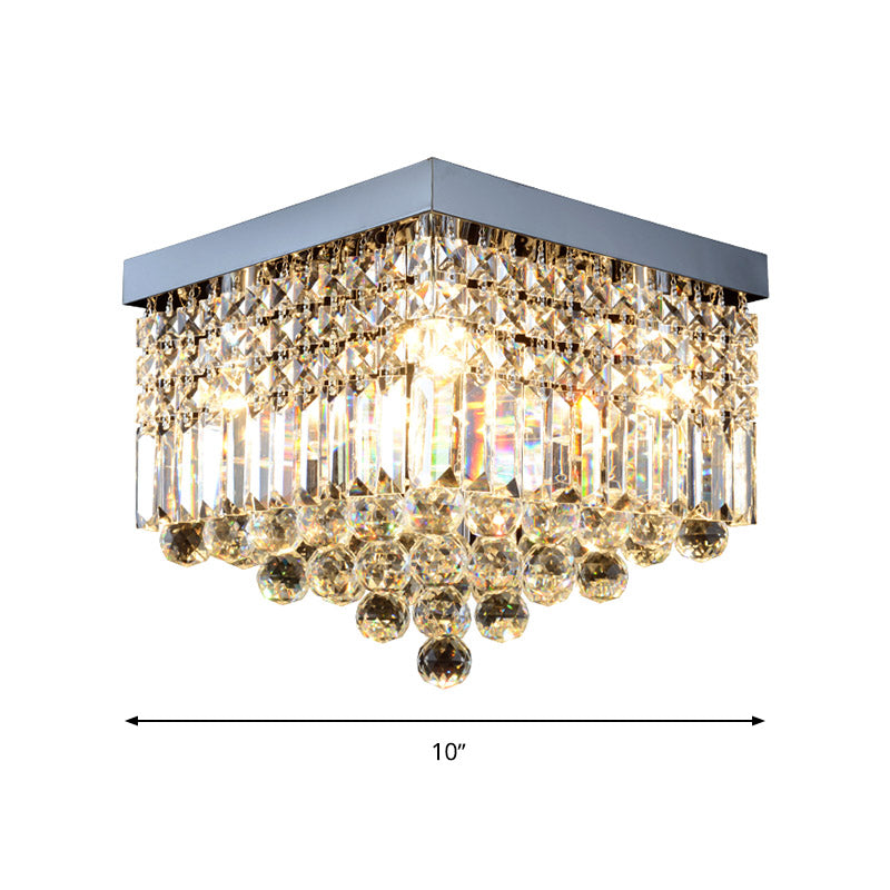 Rectangle Corridor Ceiling Mounted Light Faceted Crystal 2/4 Heads Contemporary Flush Light in Black/White Clearhalo 'Ceiling Lights' 'Close To Ceiling Lights' 'Close to ceiling' 'Flush mount' Lighting' 314362