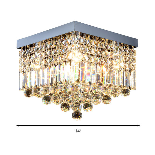 Rectangle Corridor Ceiling Mounted Light Faceted Crystal 2/4 Heads Contemporary Flush Light in Black/White Clearhalo 'Ceiling Lights' 'Close To Ceiling Lights' 'Close to ceiling' 'Flush mount' Lighting' 314363