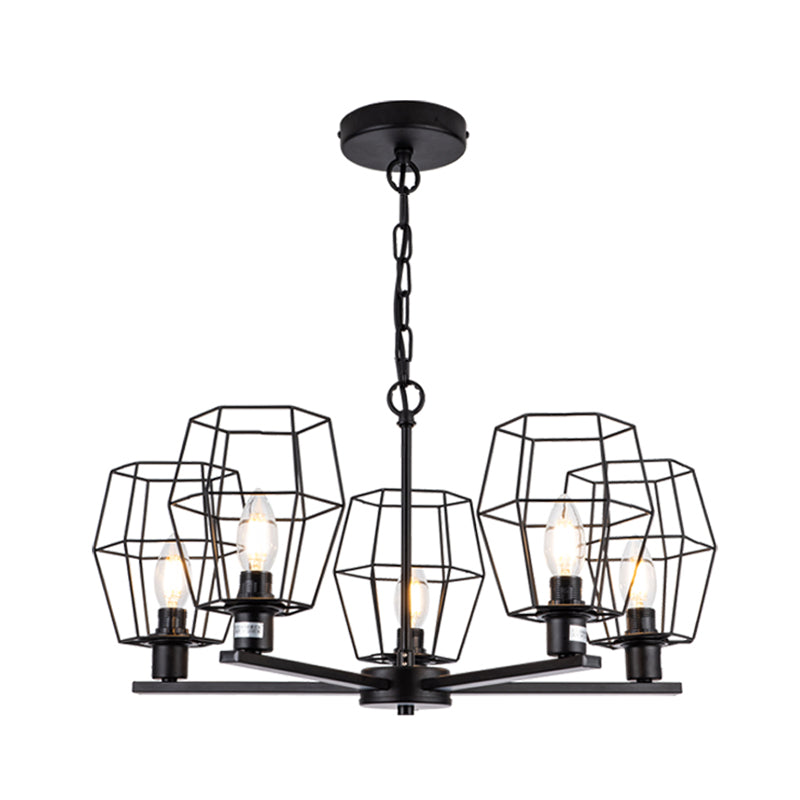 Radical Metal Chandelier Lighting Industrial 5 Lights Living Room Pendant Lamp in Black Clearhalo 'Cast Iron' 'Ceiling Lights' 'Chandeliers' 'Industrial Chandeliers' 'Industrial' 'Metal' 'Middle Century Chandeliers' 'Rustic Chandeliers' 'Tiffany' Lighting' 314566