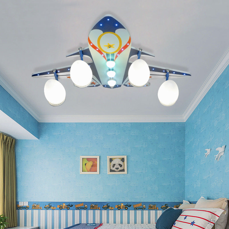 Cartoon Flush Mount Ceiling Light Airplane 4 Bulbs Metal Ceiling Light Fixture for Bedroom White Clearhalo 'Ceiling Lights' 'Close To Ceiling Lights' 'Close to ceiling' 'Flush mount' Lighting' 31459