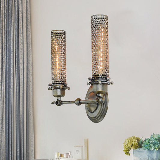 1/2 Lights Indoor Sconce Light Fixture Industrial Bronze Wall Lamp with Tube Metal Shade Clearhalo 'Art deco wall lights' 'Cast Iron' 'Glass' 'Industrial wall lights' 'Industrial' 'Middle century wall lights' 'Modern' 'Rustic wall lights' 'Tiffany' 'Traditional wall lights' 'Wall Lamps & Sconces' 'Wall Lights' Lighting' 314689