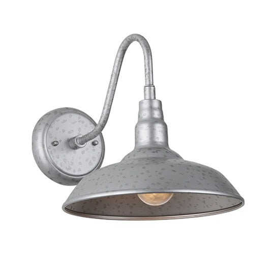 10"/14" Wide 1 Light Domed Sconce Fixture Industrial Silver Metal Wall Lighting for Outdoor Clearhalo 'Art deco wall lights' 'Cast Iron' 'Glass' 'Industrial wall lights' 'Industrial' 'Middle century wall lights' 'Modern' 'Rustic wall lights' 'Tiffany' 'Traditional wall lights' 'Wall Lamps & Sconces' 'Wall Lights' Lighting' 315169