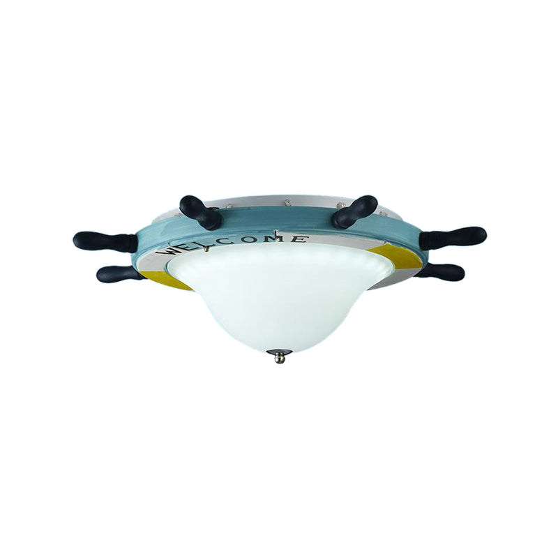 Steering Wheel Living Room Flush Ceiling Light Metal Seaside Ceiling Light in White Clearhalo 'Ceiling Lights' 'Close To Ceiling Lights' 'Close to ceiling' 'Flush mount' Lighting' 31529