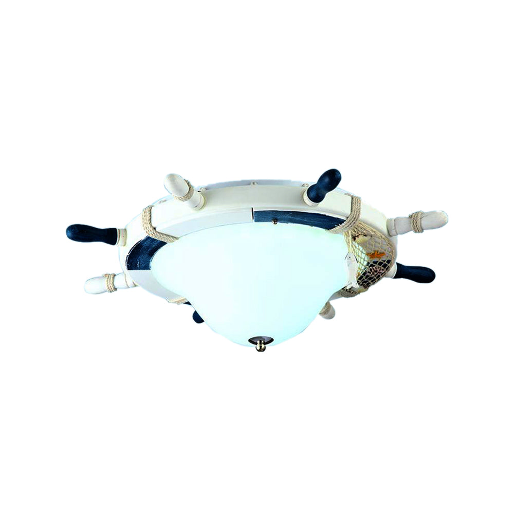 Steering Wheel Living Room Flush Ceiling Light Metal Seaside Ceiling Light in White Clearhalo 'Ceiling Lights' 'Close To Ceiling Lights' 'Close to ceiling' 'Flush mount' Lighting' 31533