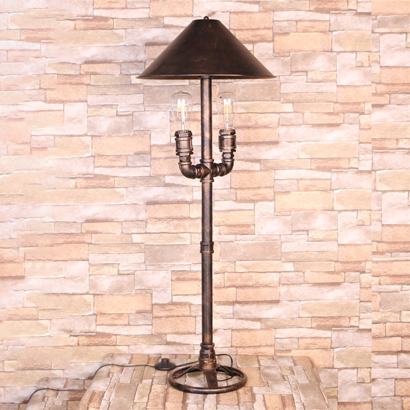 Antique Bronze Exposed Bulb Table Light Industrial Style Metal 2 Lights Indoor Desk Lamp Antique Bronze Clearhalo 'Lamps' 'Table Lamps' Lighting' 315378