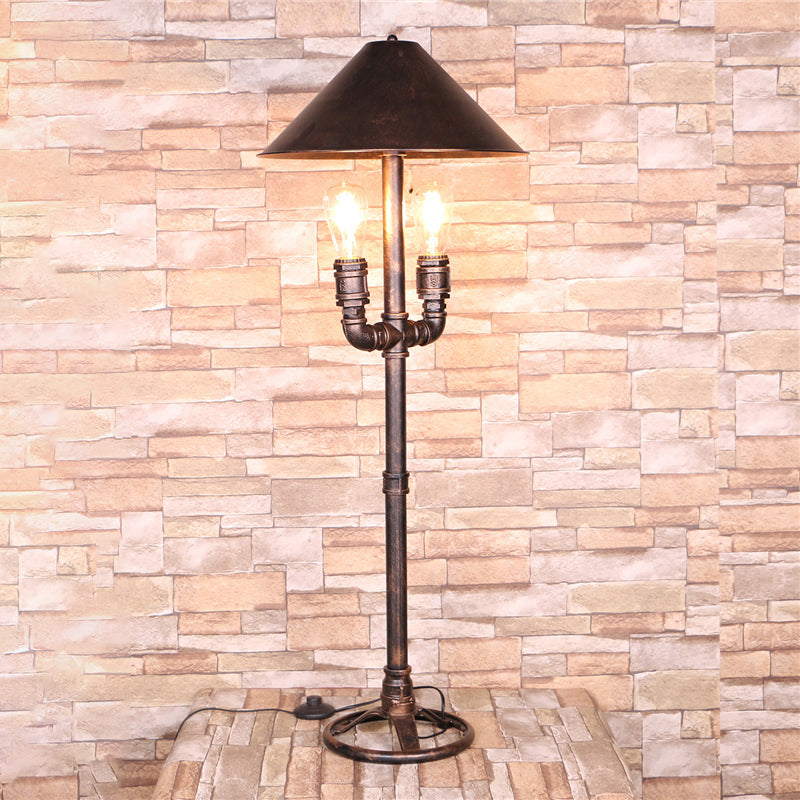 Antique Bronze Exposed Bulb Table Light Industrial Style Metal 2 Lights Indoor Desk Lamp Clearhalo 'Lamps' 'Table Lamps' Lighting' 315379