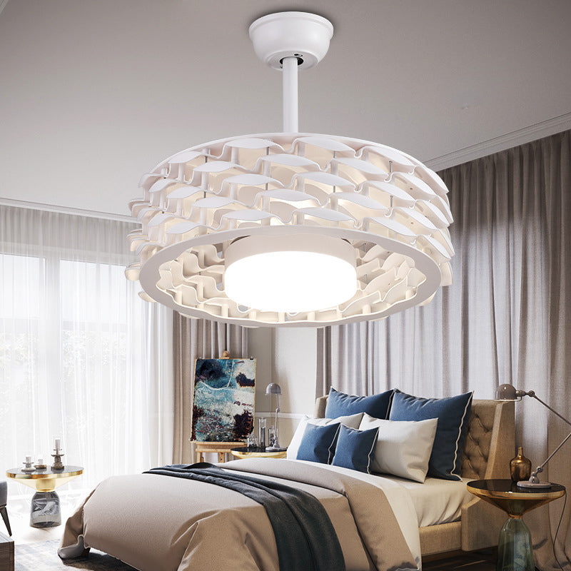LED Circular Ceiling Fan Lighting Traditional White/Gold/Coffee Acrylic Semi Flush Mount Fixture for Living Room Clearhalo 'Ceiling Fans with Lights' 'Ceiling Fans' Lighting' 315468