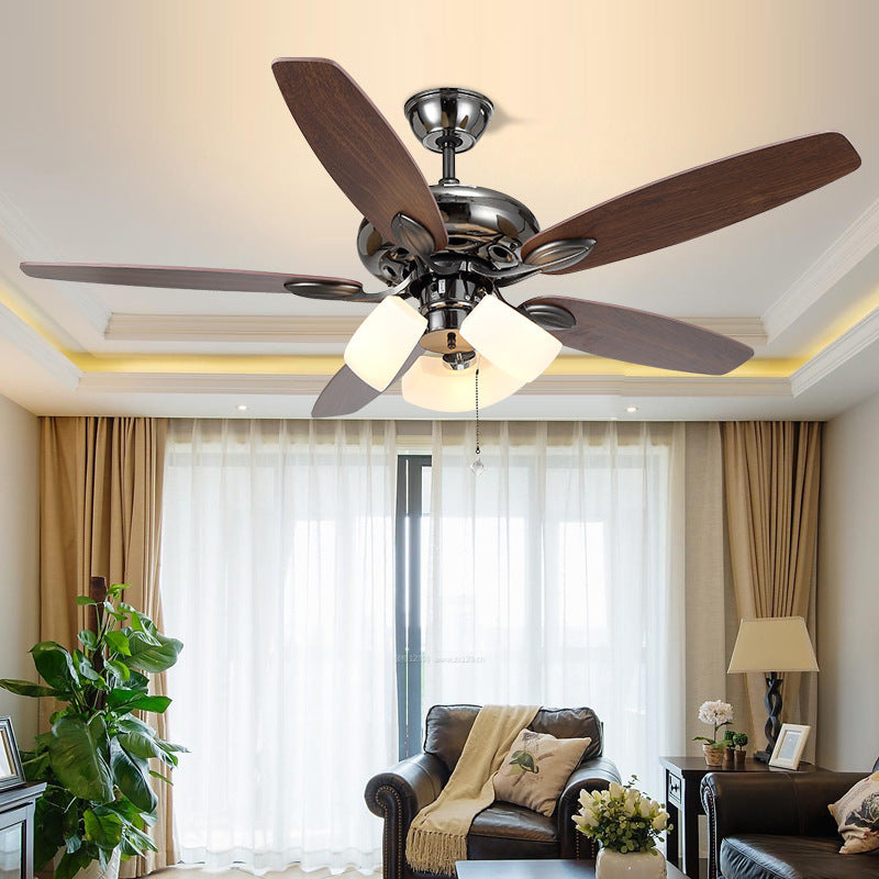 Black 3 Lights Ceiling Fan Light Vintage Opal Glass Rectangle Semi Flush Mount Lighting Clearhalo 'Ceiling Fans with Lights' 'Ceiling Fans' Lighting' 315579