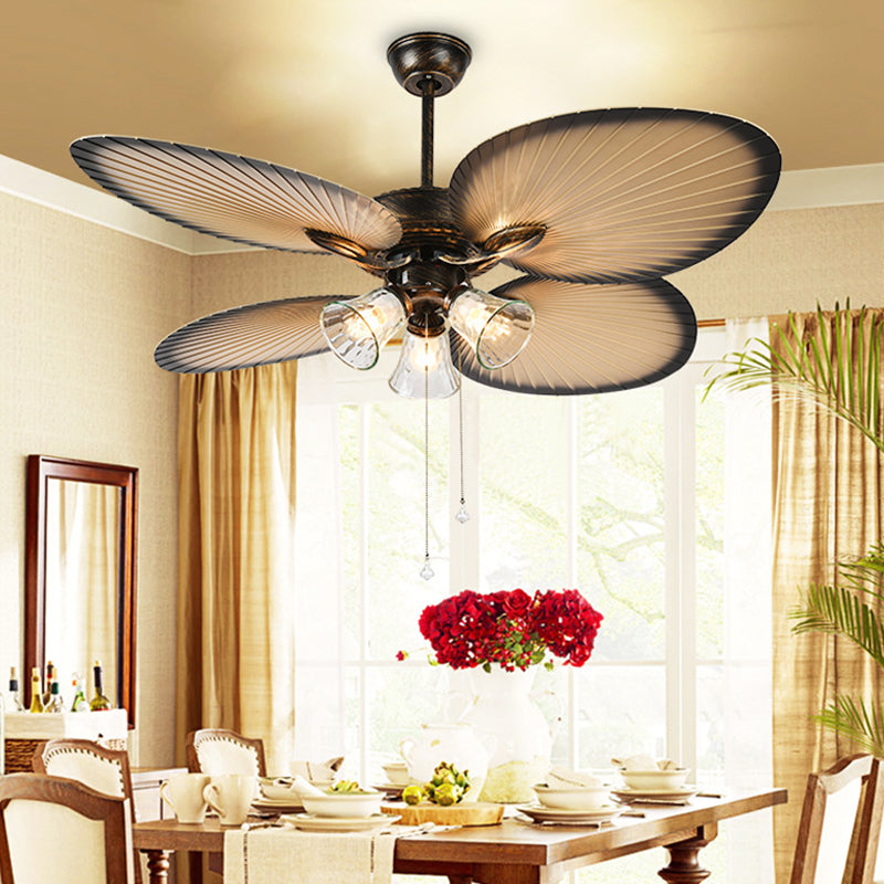 Clear Dimple Glass Bell Ceiling Fan Classic 3 Lights Kitchen Semi Flush Mount Lighting in Beige Clearhalo 'Ceiling Fans with Lights' 'Ceiling Fans' Lighting' 315592