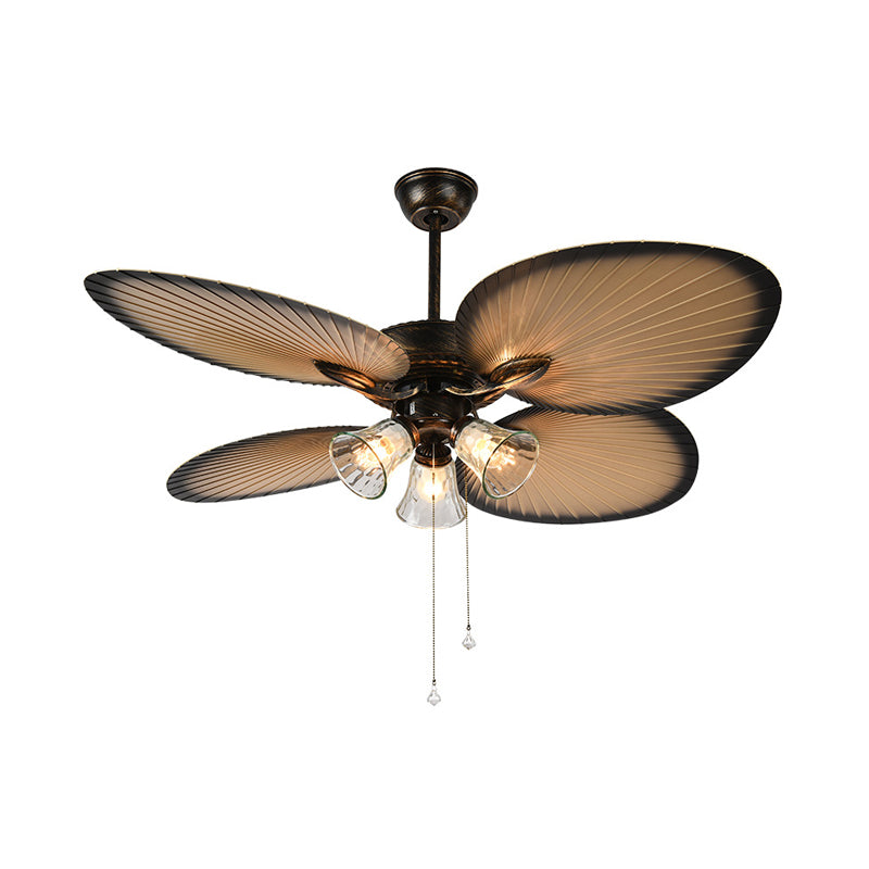 Clear Dimple Glass Bell Ceiling Fan Classic 3 Lights Kitchen Semi Flush Mount Lighting in Beige Clearhalo 'Ceiling Fans with Lights' 'Ceiling Fans' Lighting' 315593