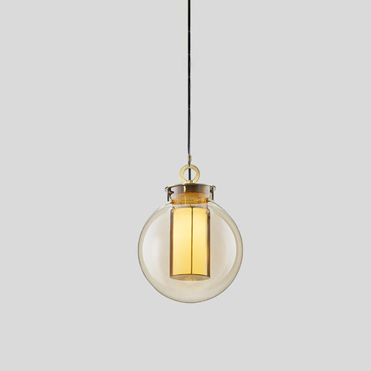 Cognac Glass Global Hanging Pendant Rustic 7"/10" Wide 1 Head Restaurant Suspended Lighting Fixture Clearhalo 'Ceiling Lights' 'Glass shade' 'Glass' 'Pendant Lights' 'Pendants' Lighting' 315696